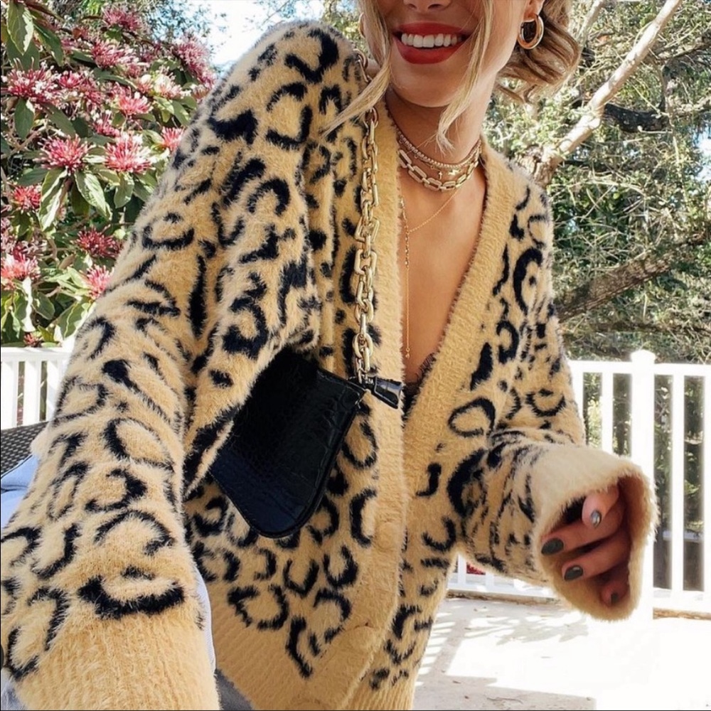 For Love And Lemons Leopard Print Sweater - Tan and Black